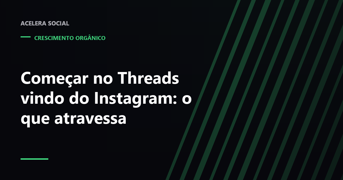 Duas telas de celular lado a lado, uma com grade de fotos e outra com feed de texto, ligadas por uma seta