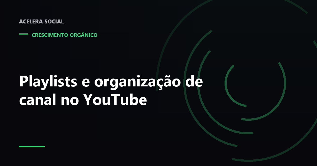 Página inicial de um canal do YouTube com seções empilhadas e uma playlist em reprodução automática