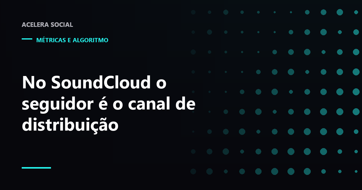 Forma de onda de uma faixa do SoundCloud com uma seta saindo do perfil em direção a vários ouvintes